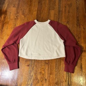 Zara Cream Maroon Cropped Sweatshirt Never Worn (no tag)
